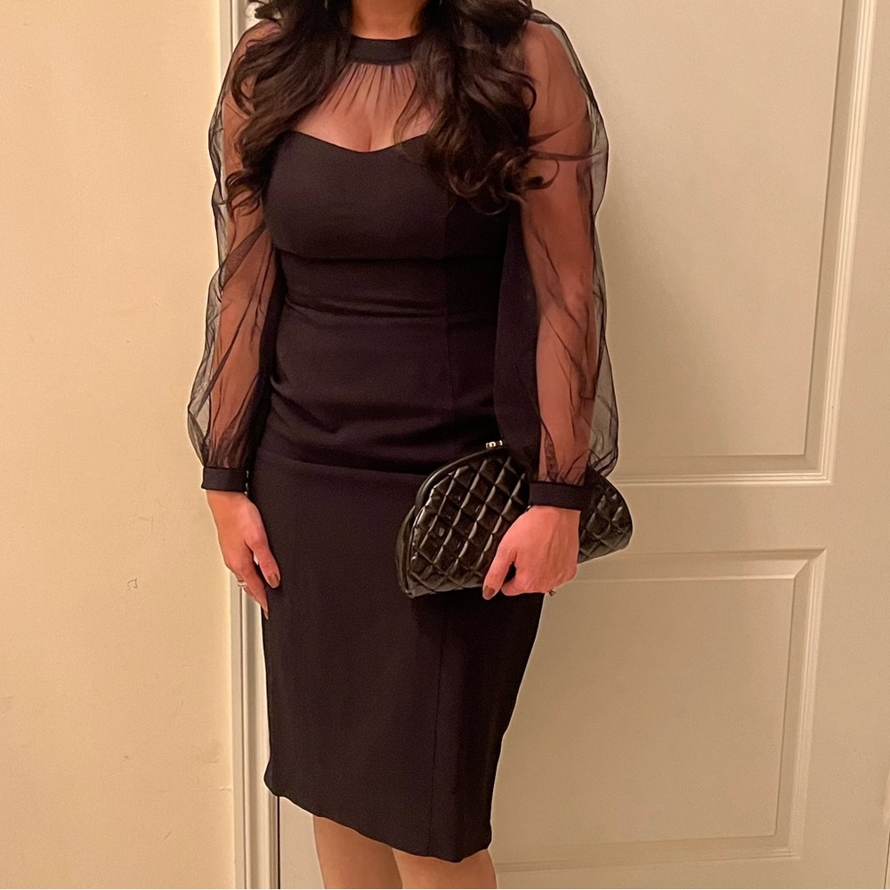 Black dress sweet heart sheer size 4
